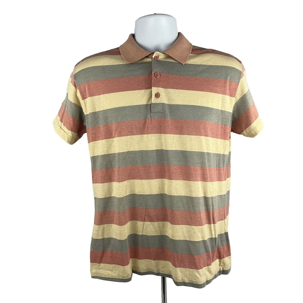 Stones Throw Vintage 90s Striped Polo Large Boxy Fit Single Stitch‎ Made In USA